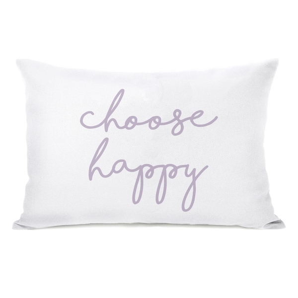Choose Happy Wildflower - White 14x20 Pillow by OBC