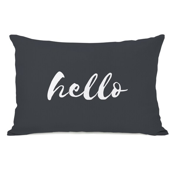 Hello Script - Gray 14x20 Pillow by OBC