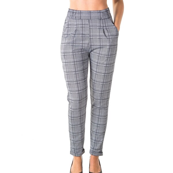 cuffed plaid pants