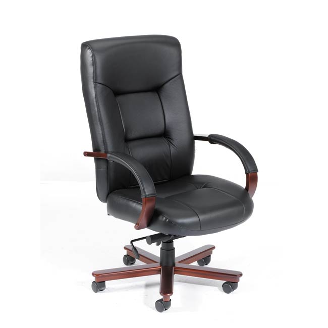 Shop Boss High-Back Italian Top Grain Leather Executive Chair - Free