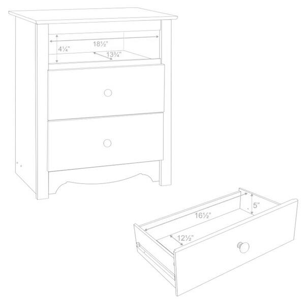 Copper Grove Periyar White 2-drawer and Open Cubbie Nightstand
