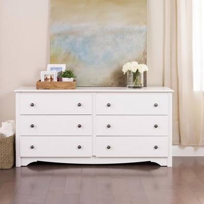 Prepac Monterey 6 Drawer Double Dresser for Bedroom, Wide Chest of Drawers, Traditional Bedroom Furniture