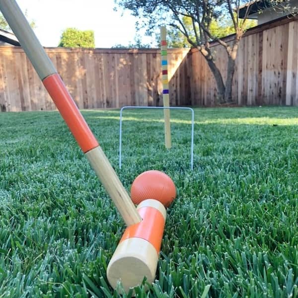GoSports Standard Croquet Set 28" Mallets for Kids & Adults Green Blue Purple Orange