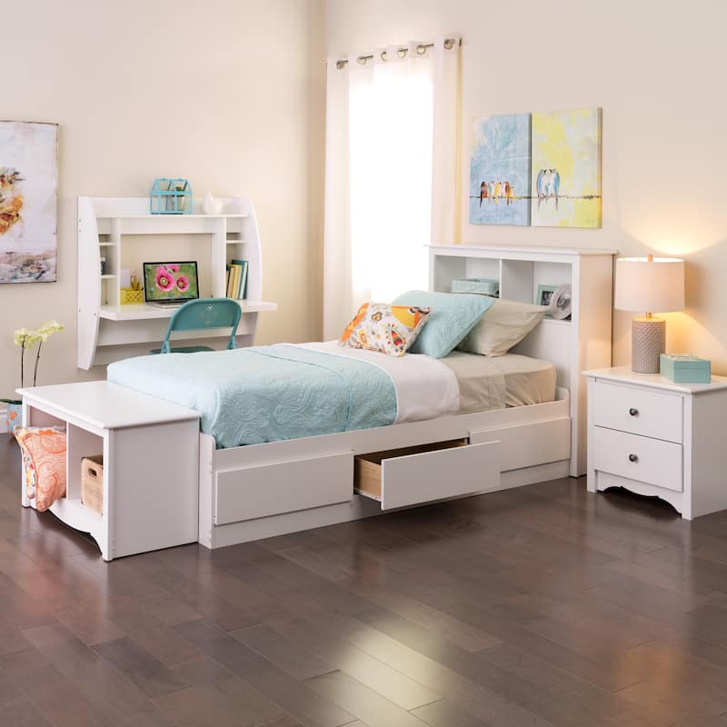 Winslow White Twin Bookcase Headboard