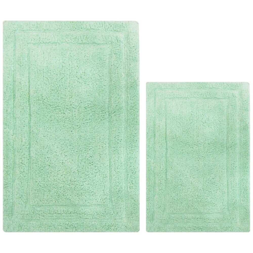 Anti Skid Clic 2 Piece Cotton Bath Rug Set Mint Green Piece Cotton Bath Rug Set Mint Green