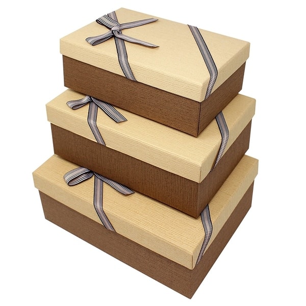 Shop Decorative Nesting Gift Boxes A Set Of 3 Light Brown With A