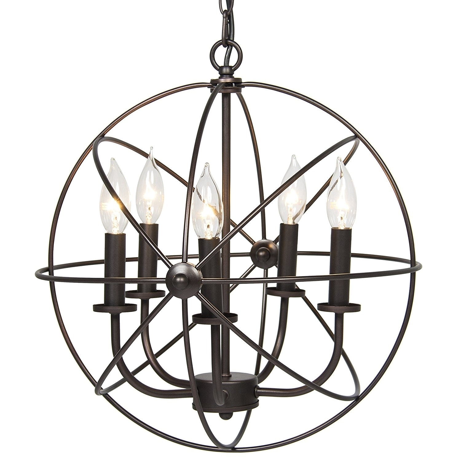 Industrial Vintage Metal Ceiling Chandelier With 5 Lights, Bronze - Chandeliers For Bedrooms by Overstock.com