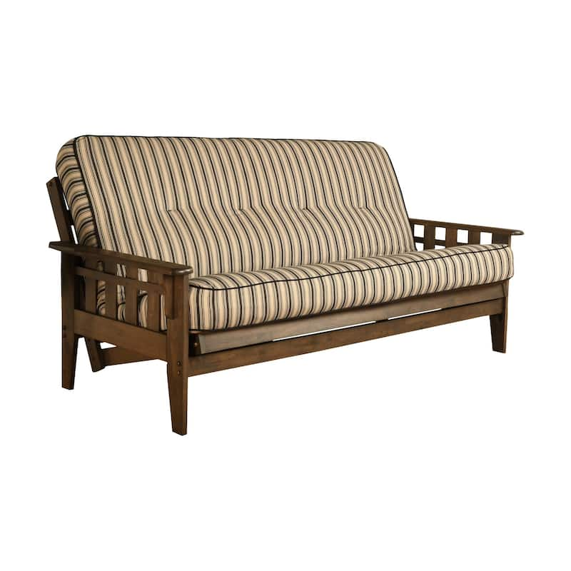 Somette Tucson Full Size Futon Set in Rustic Walnut Finish with Mattress