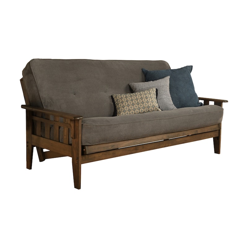 Somette Tucson Full Size Futon Set in Rustic Walnut Finish with Mattress