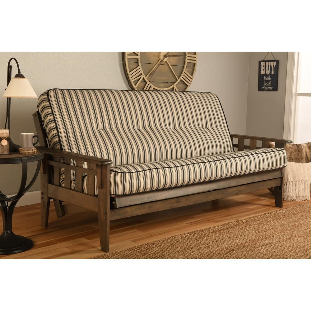 Somette Tucson Full Size Futon Set in Rustic Walnut Finish with Mattress