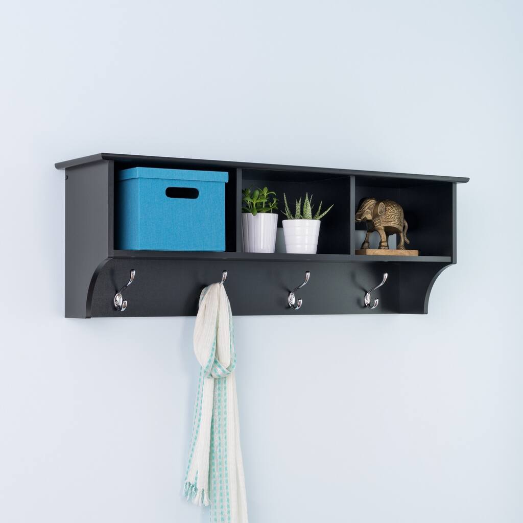 Broadway Black Entryway Cubbie Shelf - 48" wide