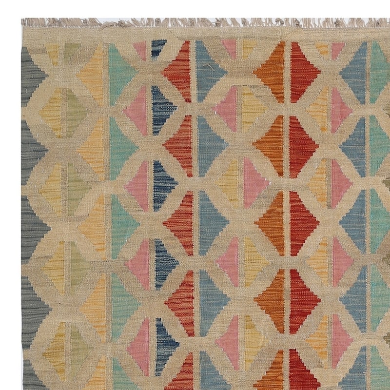 Handmade One-of-a-Kind Wool Kilim (Afghanistan) - 5'6 x 7'9