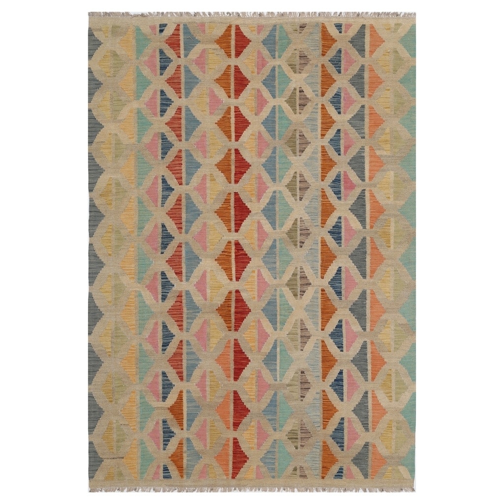 Handmade One-of-a-Kind Wool Kilim (Afghanistan) - 5'6 x 7'9