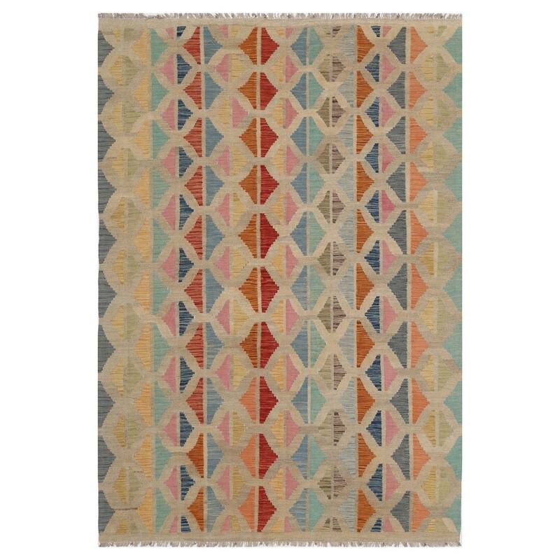 Handmade One-of-a-Kind Wool Kilim (Afghanistan) - 5'6 x 7'9