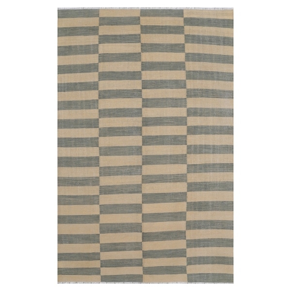 Handmade One-of-a-Kind Wool Kilim (Afghanistan) - 6'1 x 9'8. Opens flyout.