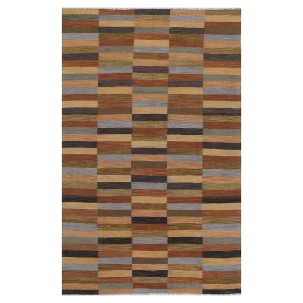 Handmade One-of-a-Kind Wool Kilim (Afghanistan) - 6'2 x 9'10. Opens flyout.