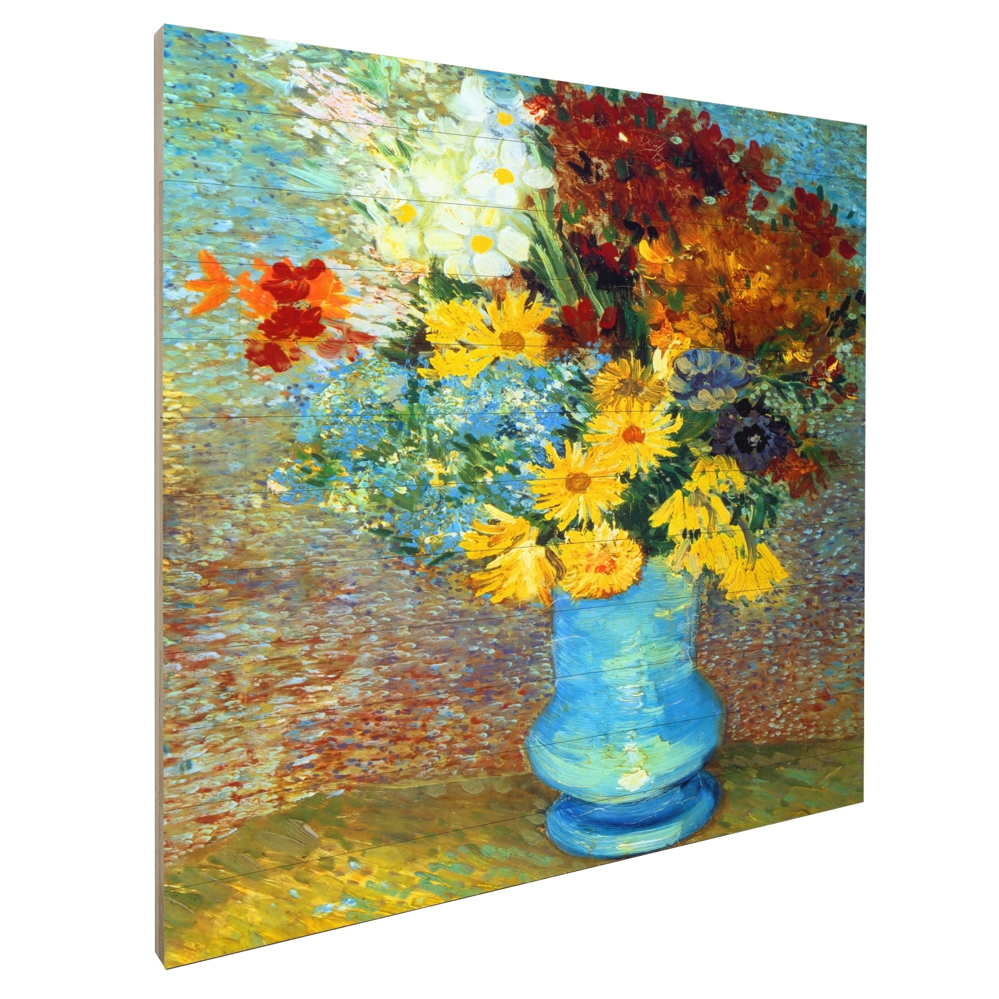 Shop Artwall Flowers In Blue Vase Wood Pallet Art Overstock