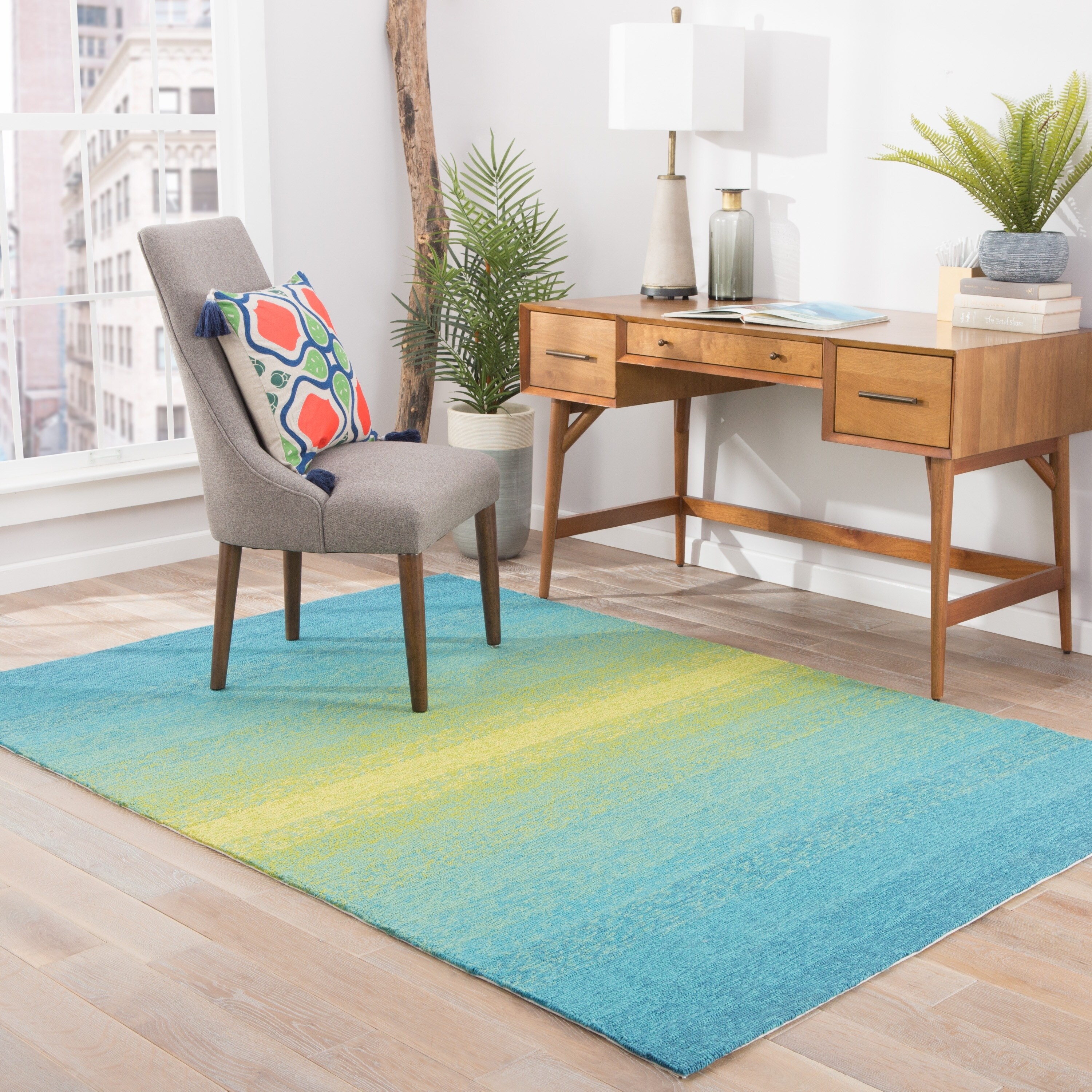 Shop Channel Indoor Outdoor Ombre Blue Lime Green Area Rug 8 10 X 11 9 On Sale Free Shipping Today Overstock 22037601