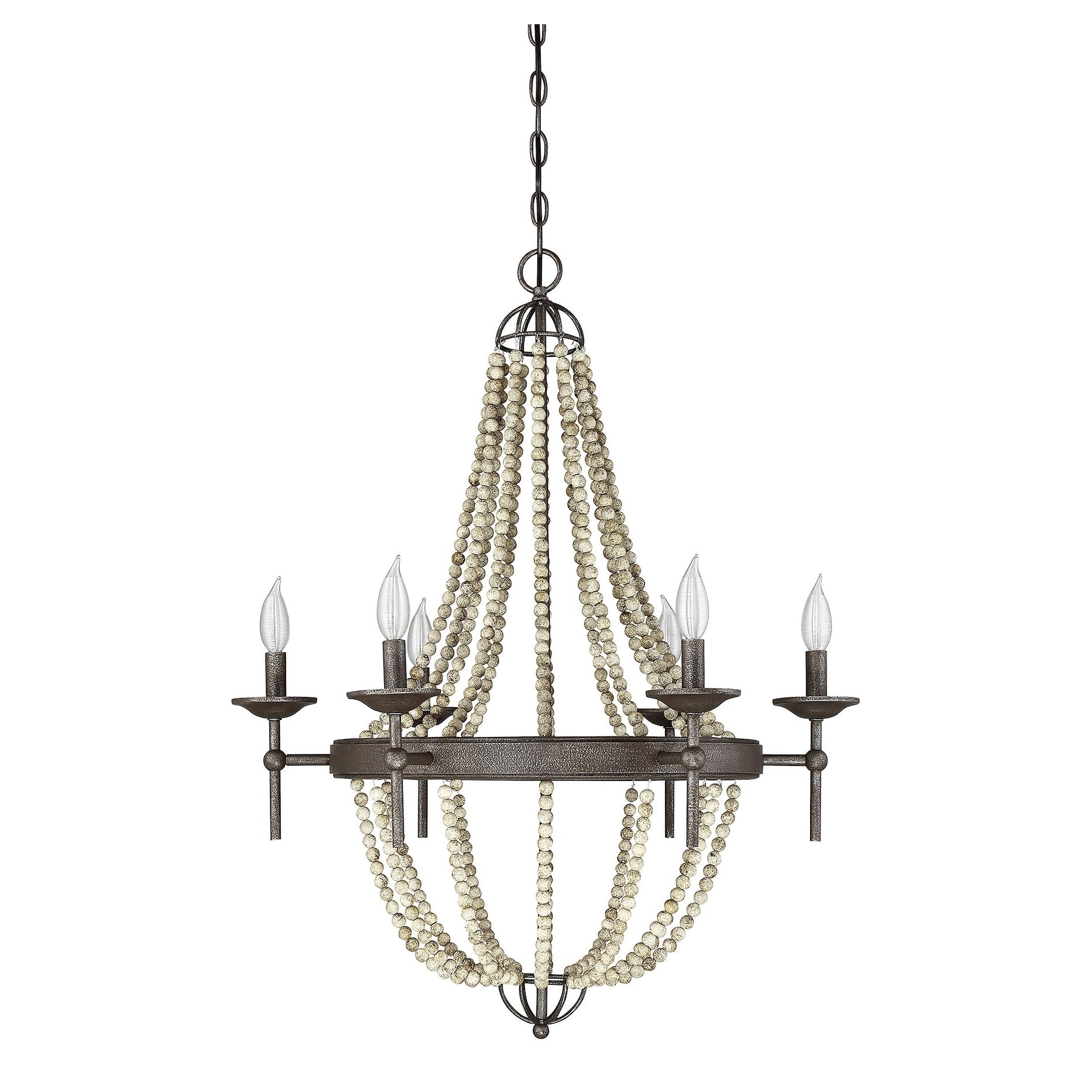 The Gray Barn Lunasa 6-light Chandelier with Fossil Stone - Chandeliers For Bedrooms by Overstock.com