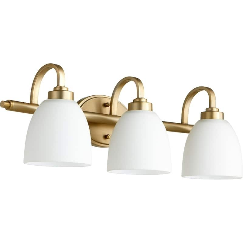 Reyes Satin Opal 3-light Vanity Lighting - Gold