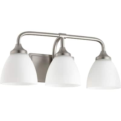 Enclave Satin Nickel and Satin Opal 3-light Vanity Lighting