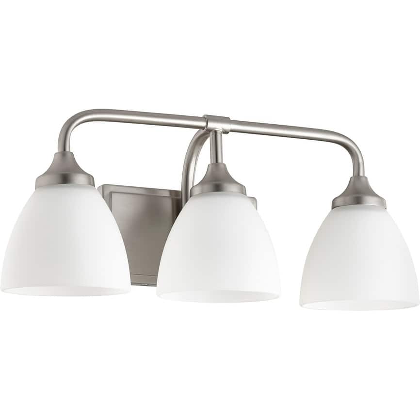 Enclave Satin Nickel and Satin Opal 3-light Vanity Lighting