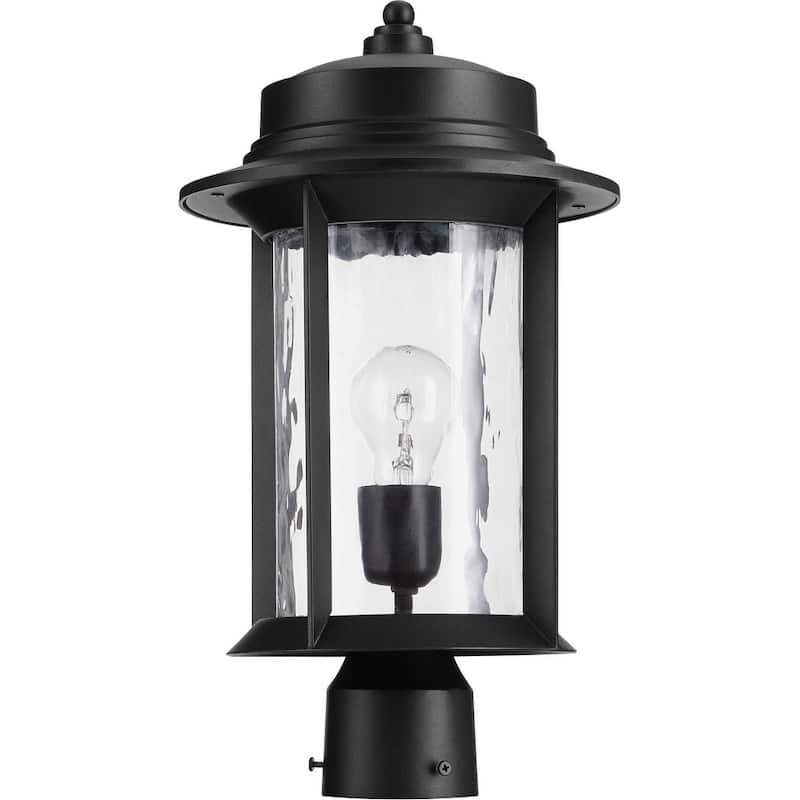 Charter Clear Hammered 1-light Post Light - Black
