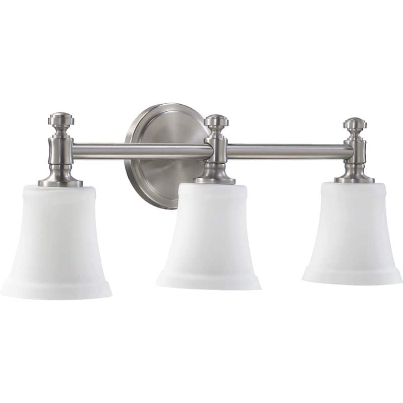 Rossington Satin Nickel and Satin Opal 3-light Vanity Lighting