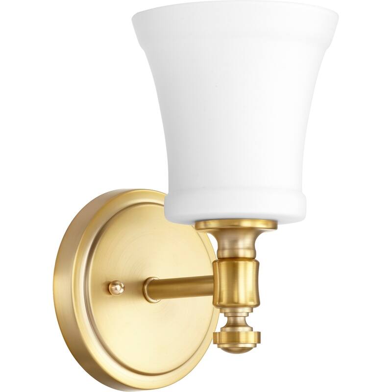 Rossington Aged Brass and Satin Opal 1-light Wall Light