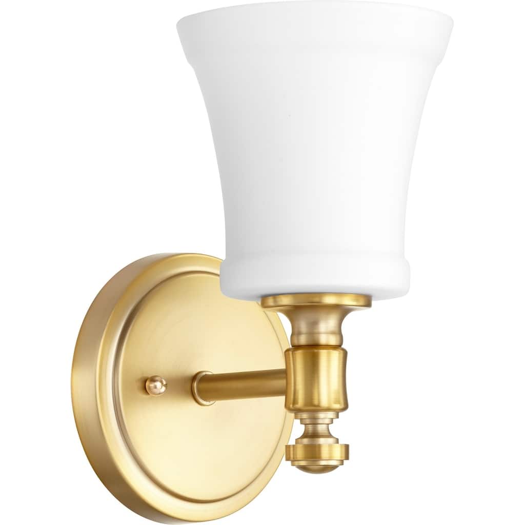 Rossington Aged Brass and Satin Opal 1-light Wall Light
