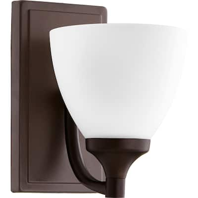 Enclave Oiled Bronze and Satin Opal 1-light Wall Light