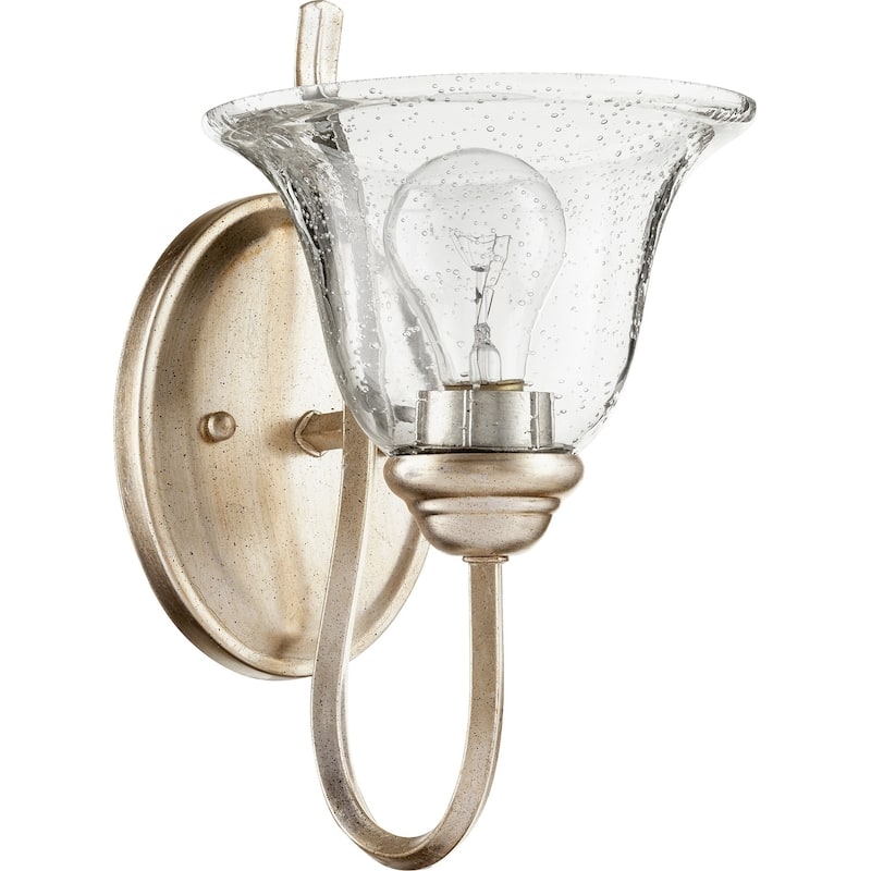 Spencer Aged Silver Leaf and Clear Seeded 1-light Wall Light