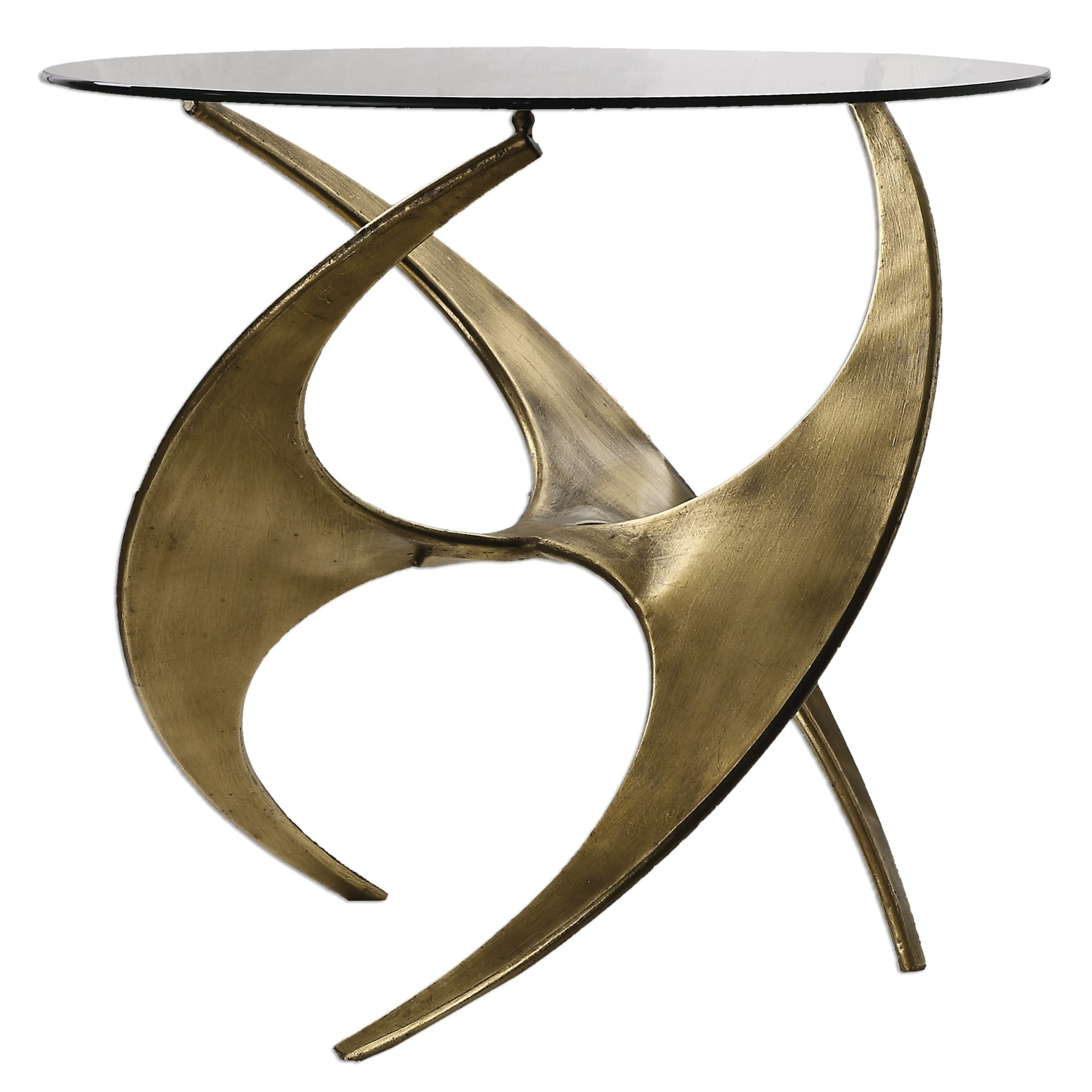 Uttermost Graciano Antique Gold Glass Accent Table