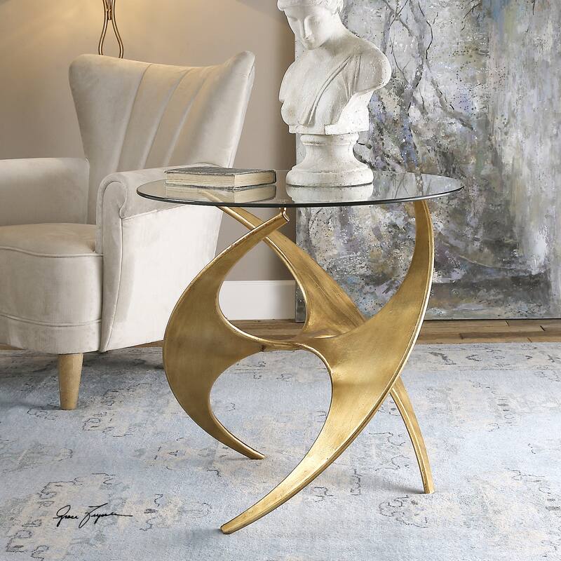 Uttermost Graciano Antique Gold Glass Accent Table