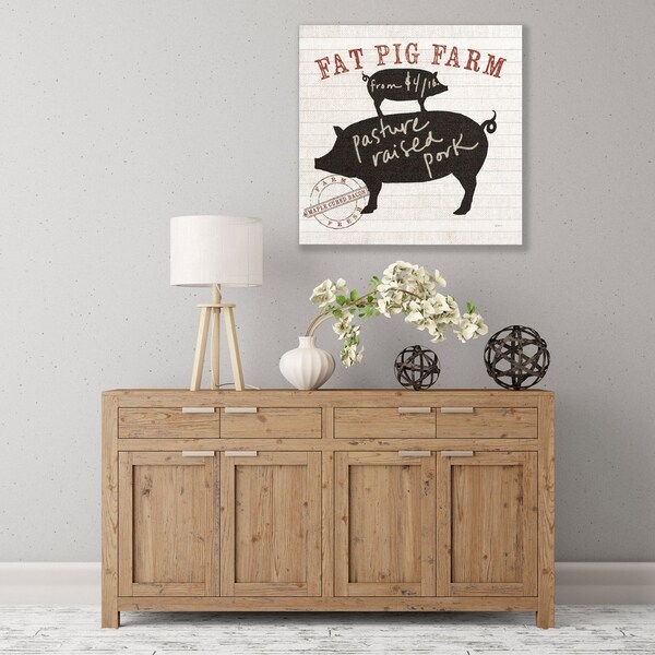 ArtWall Farm Linen Pig Black Wood Pallet Art