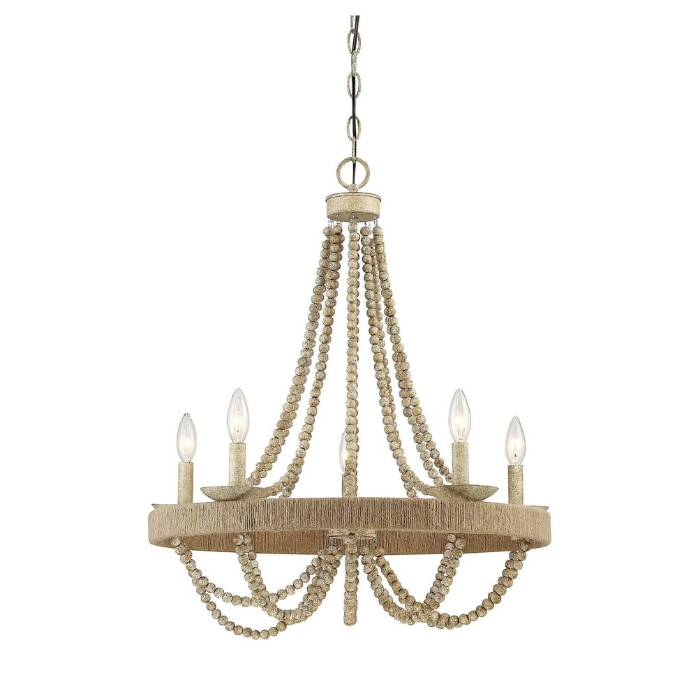 The Curated Nomad Vanness 5-light Wood Beaded Chandelier