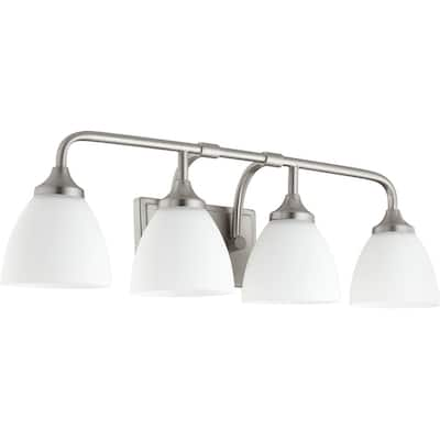 Enclave Satin Nickel and Satin Opal 4-light Vanity Lighting