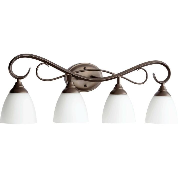 Powell Oiled Bronze and Satin Opal 4-light Vanity Lighting