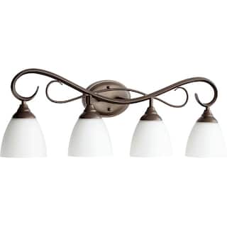 Powell Oiled Bronze and Satin Opal 4-light Vanity Lighting