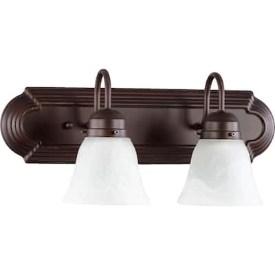 Oiled Bronze and Faux Alabaster 2-light Vanity Lighting