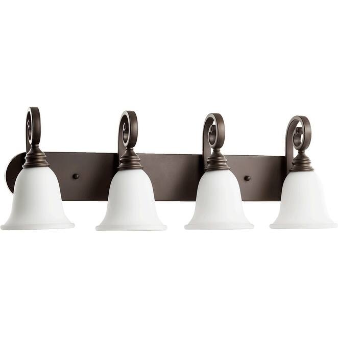 Bryant Oiled Bronze and Satin Opal 4-light Vanity Lighting