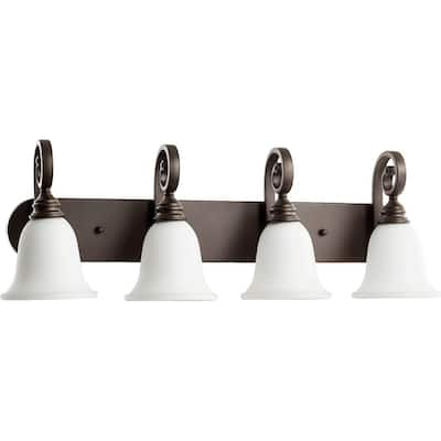 Bryant Oiled Bronze and Satin Opal 4-light Vanity Lighting