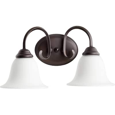 Spencer Oiled Bronze and Satin Opal 2-light Vanity Lighting