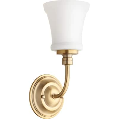 Rosington Aged Brass and Satin Opal 1-light Wall Light