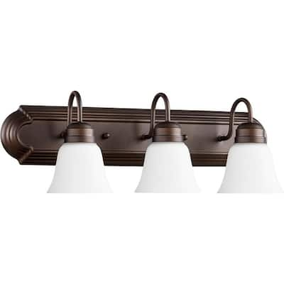 Oiled Bronze and Satin Opal 3-light Vanity Lighting