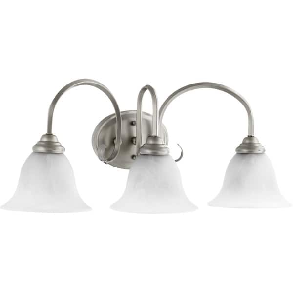 Spencer Classic Nickel And Faux Alabaster 3 Light Vanity Lighting Overstock 22038595