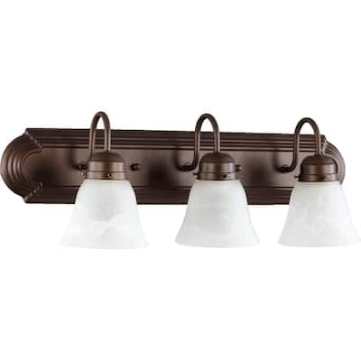 Oiled Bronze and Faux Alabaster 3-light Vanity Lighting