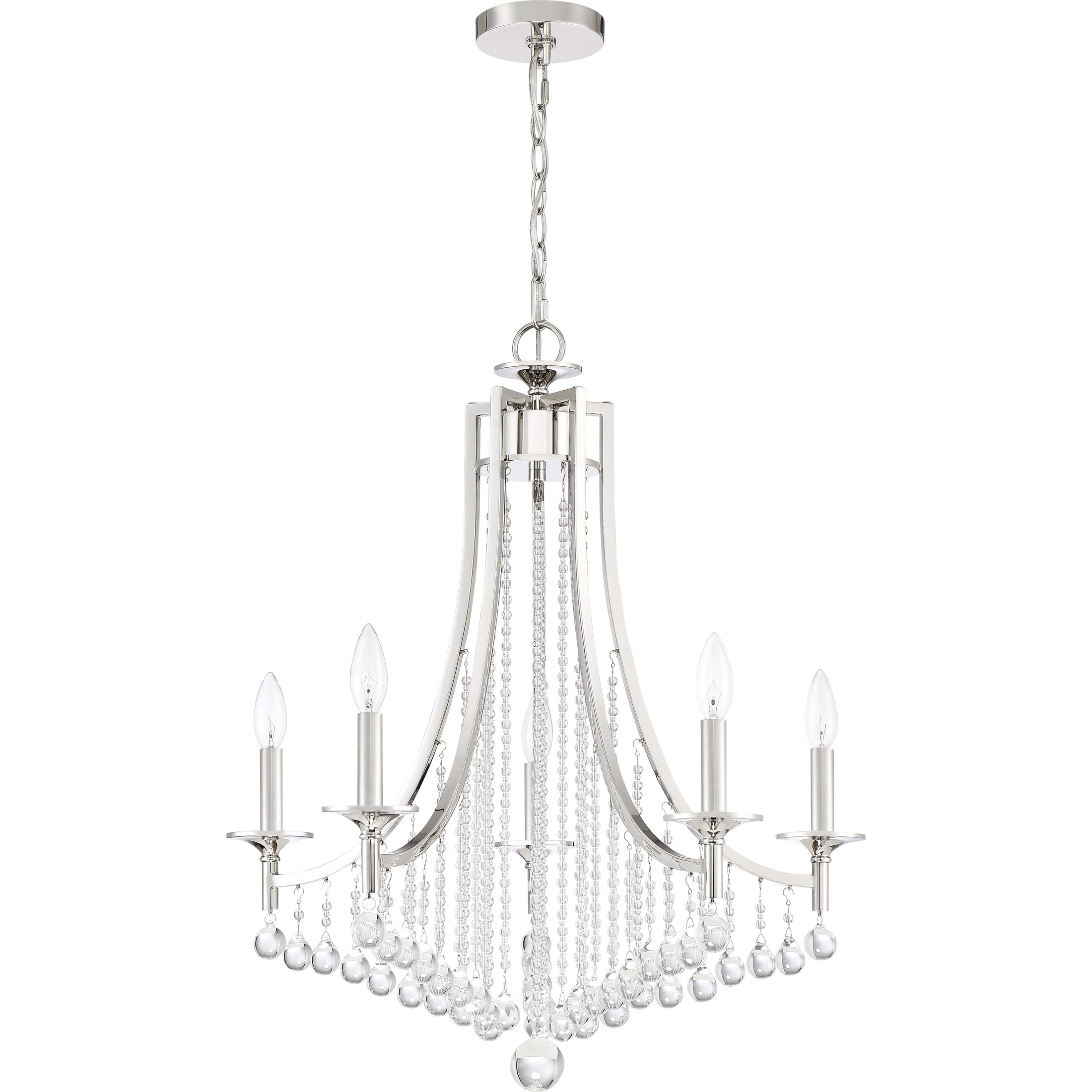 Queenship Polished Nickel 5-light Chandelier - Chandeliers For Bedrooms by Overstock.com