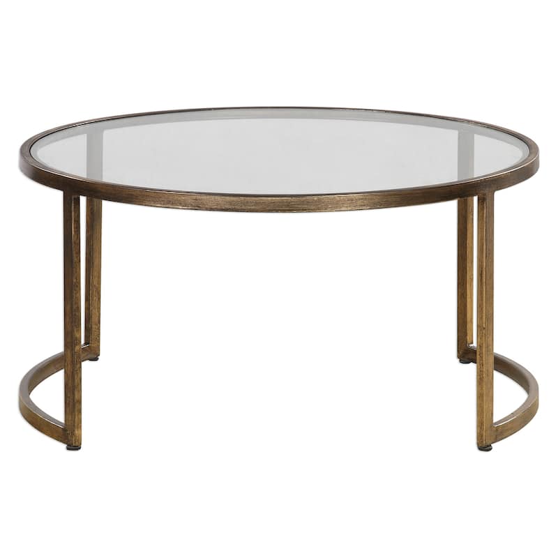 Uttermost Rhea Antiqued Gold Leaf Nested Coffee Tables Set of 2