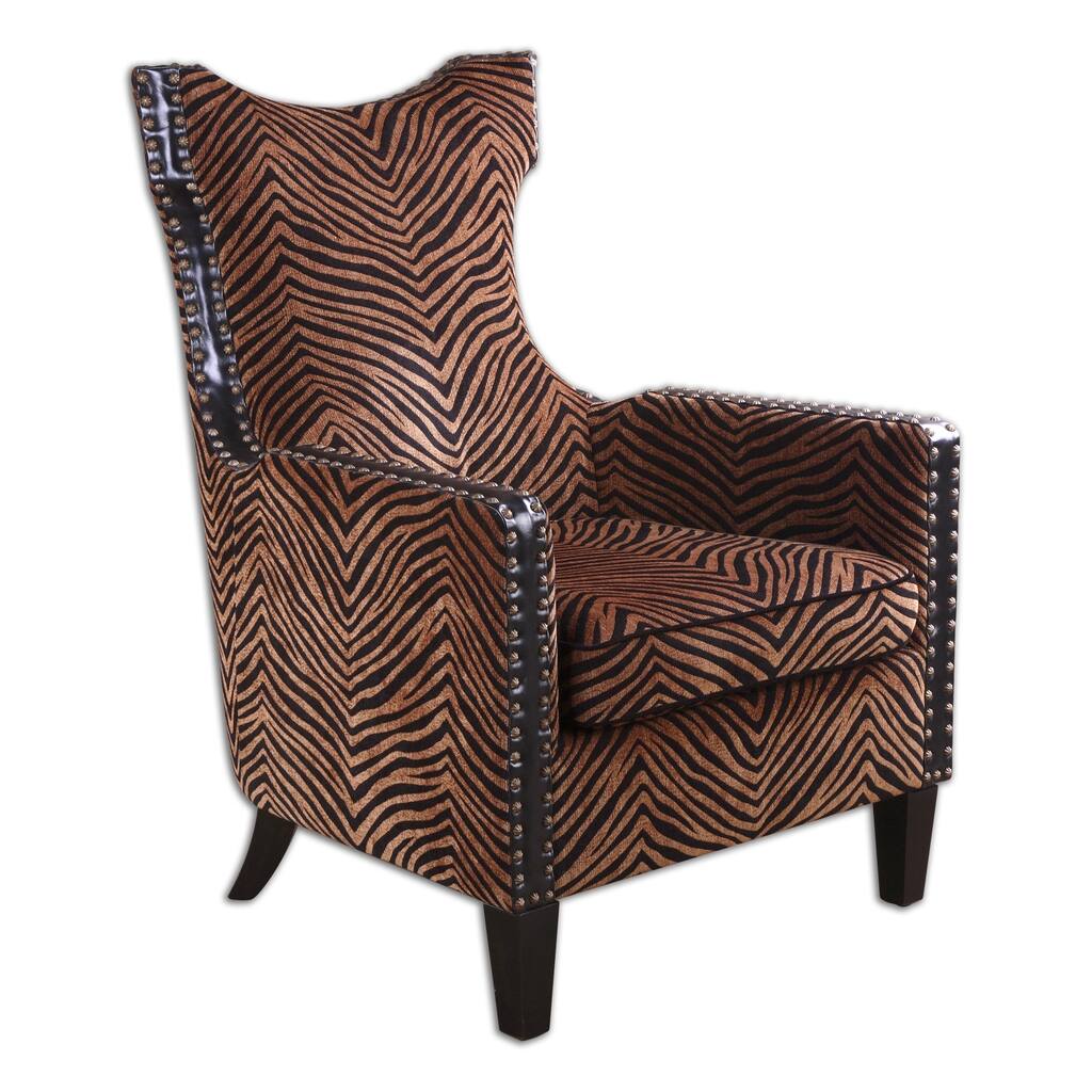 Uttermost Kimoni Plush Golden Brown Wing Back Arm Chair